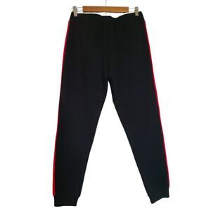 Katya Dobryakova Jogger Pants Black Red Fleece Casual Athleisure Lounge Size S